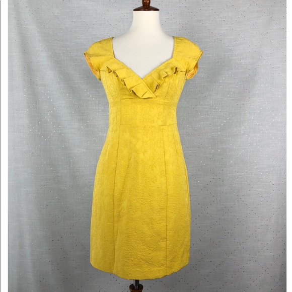 Nanette Lepore Dresses & Skirts - Nanette Lepore Yellow Embroidered Sheath Dress